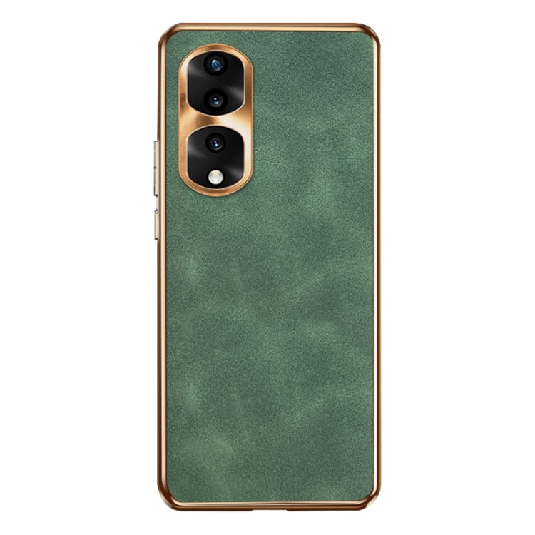 For Honor 70 Pro Electroplating Lambskin Leather Phone Case(Green)