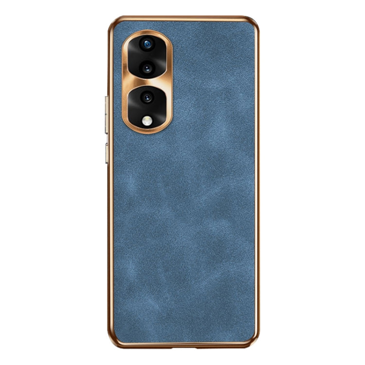 For Honor 70 Pro Electroplating Lambskin Leather Phone Case(Blue)