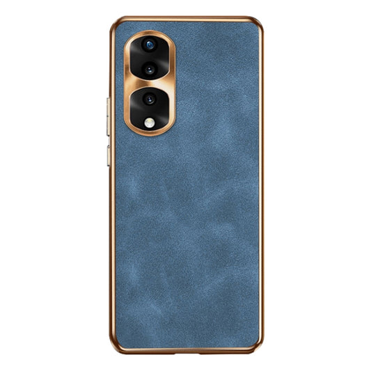 For Honor 70 Pro Electroplating Lambskin Leather Phone Case(Blue)