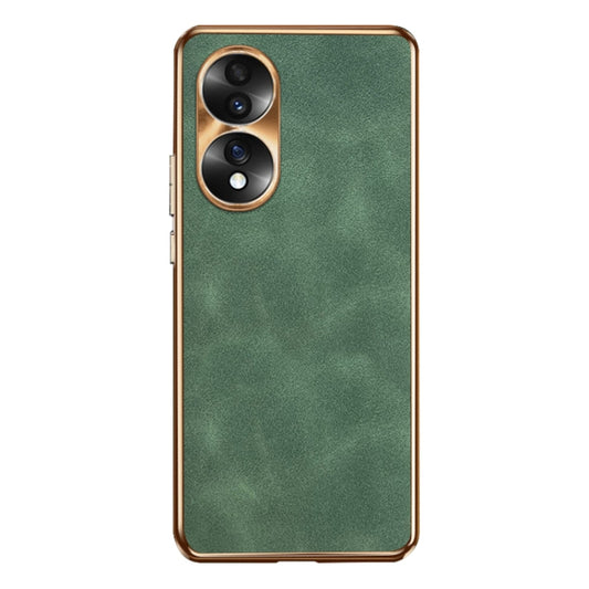 For Honor 70 Electroplating Lambskin Leather Phone Case(Green)