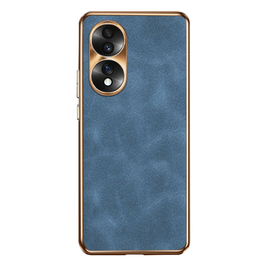 For Honor 70 Electroplating Lambskin Leather Phone Case(Blue)
