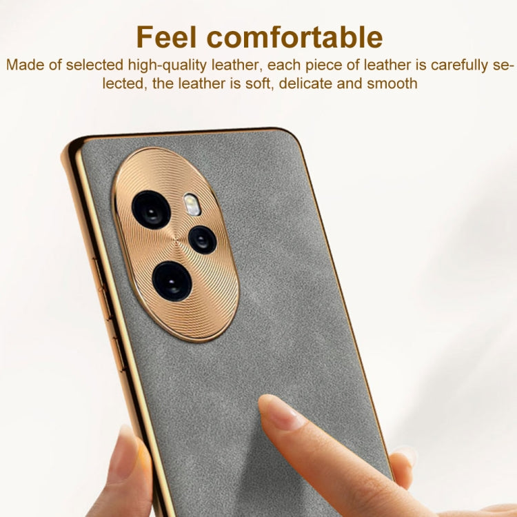 For Honor 100 Electroplating Lambskin Leather Phone Case(Grey)
