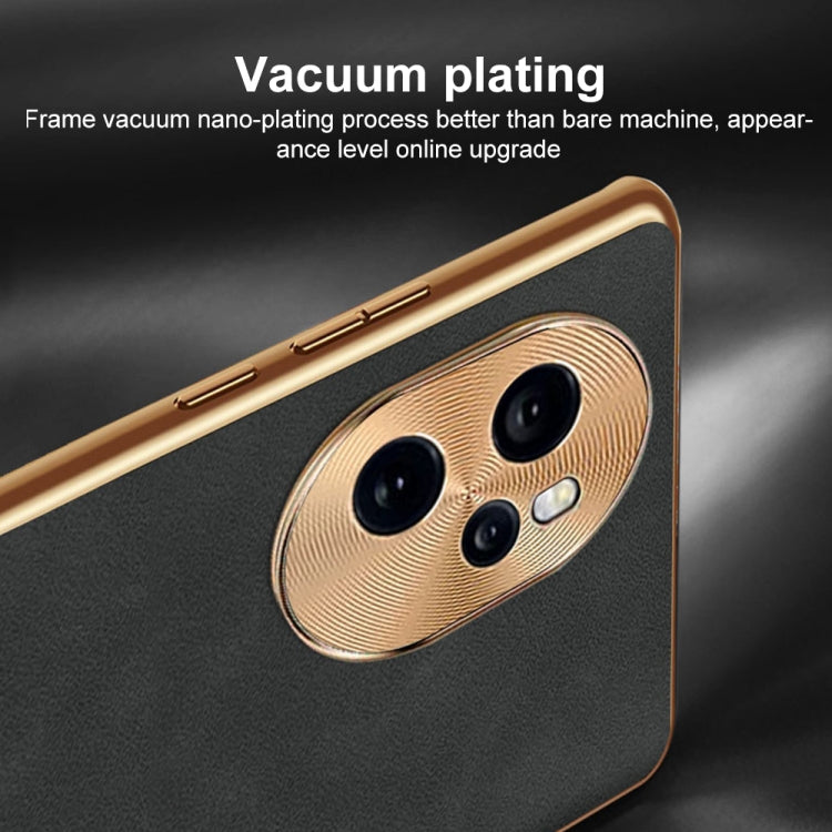 For Honor 100 Electroplating Lambskin Leather Phone Case(Black)