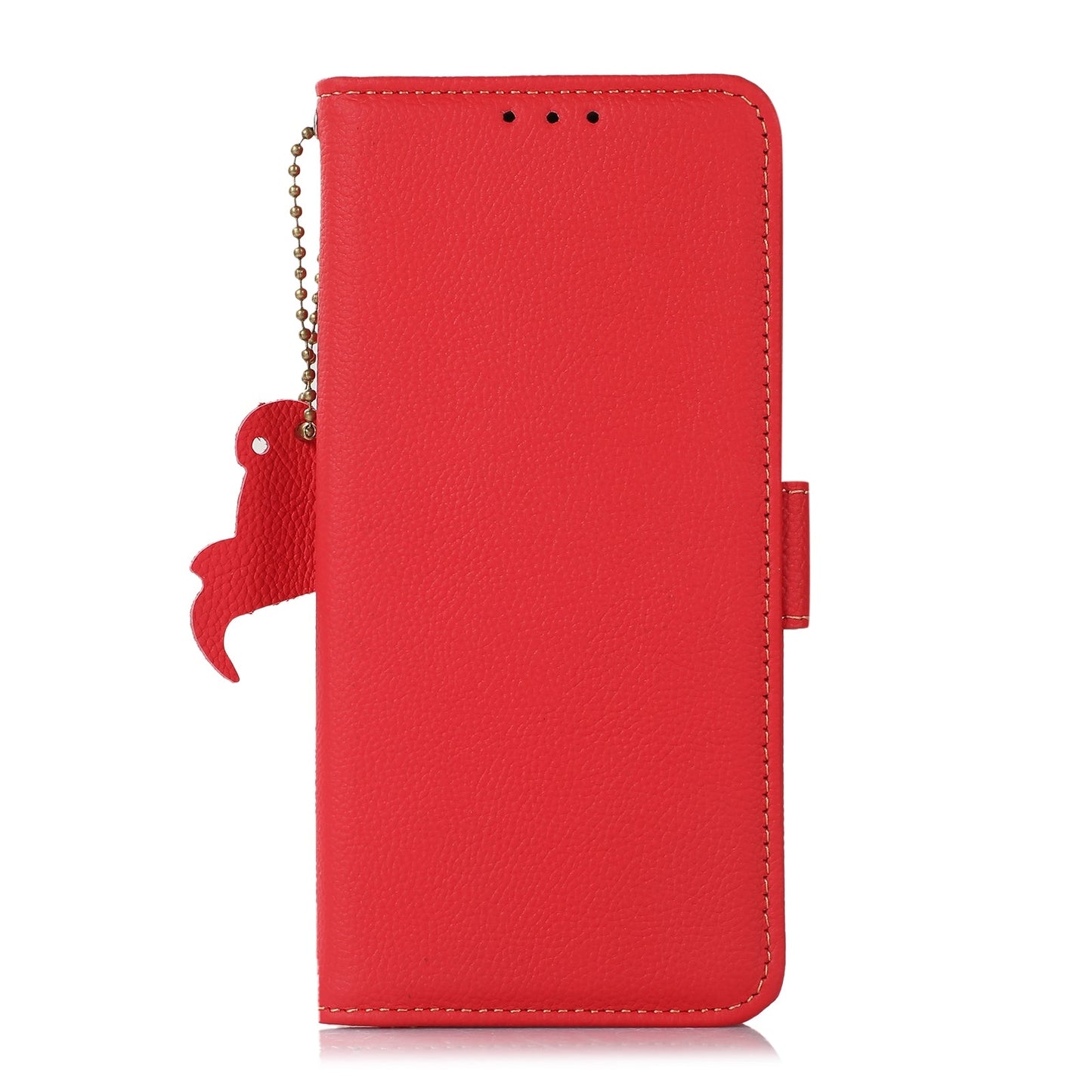 For iPhone 16e Side-Magnetic TJ Genuine Leather RFID Phone Case(Red)