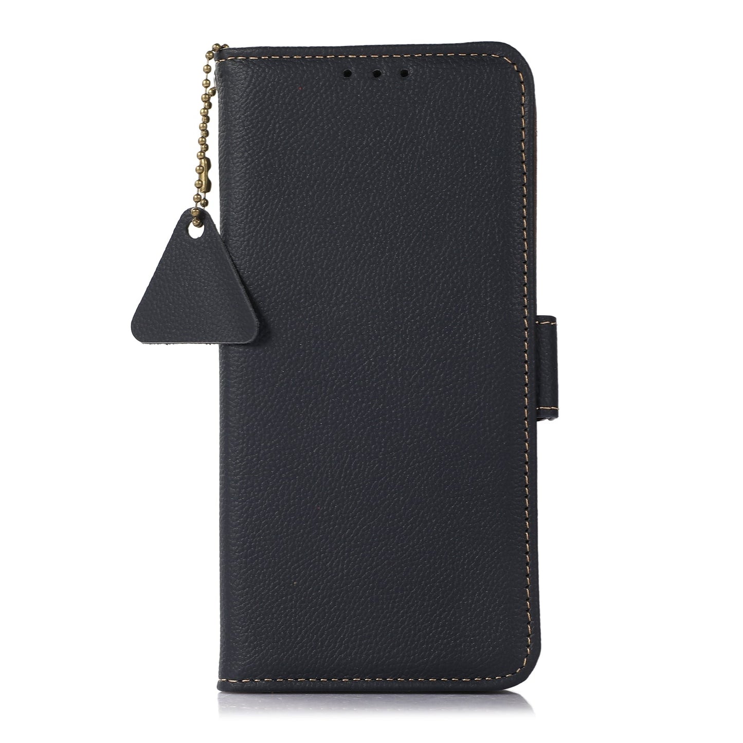 For iPhone 16e Side-Magnetic TJ Genuine Leather RFID Phone Case(Blue)