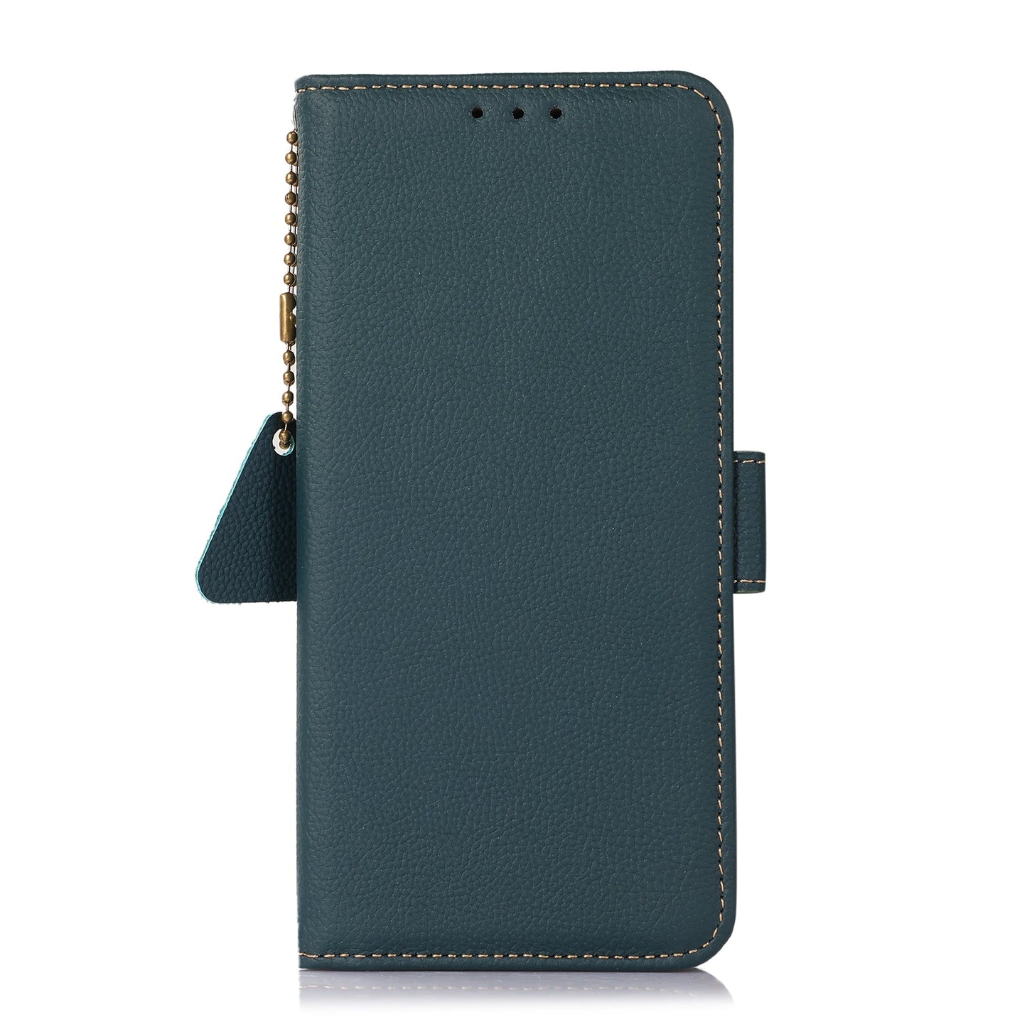For iPhone 16e Side-Magnetic TJ Genuine Leather RFID Phone Case(Green)