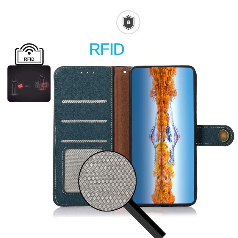 Compatible with iPhone 18 Pro & 17 Pro KHAZNEH Custer  Leather RFID Phone Case - Green