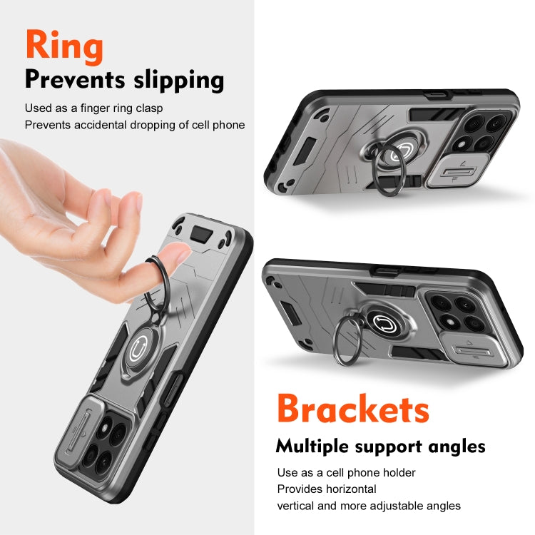 For Honor X8b Camshield Ring Holder Phone Case(Grey)