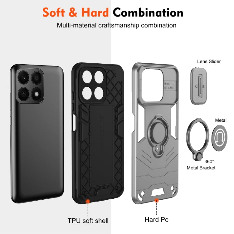 For Honor X8b Camshield Ring Holder Phone Case(Grey)