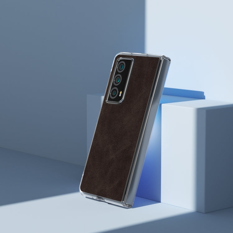 For Honor Magic Vs2 PU Leather Transparent Edge Phone Case(Coffee)