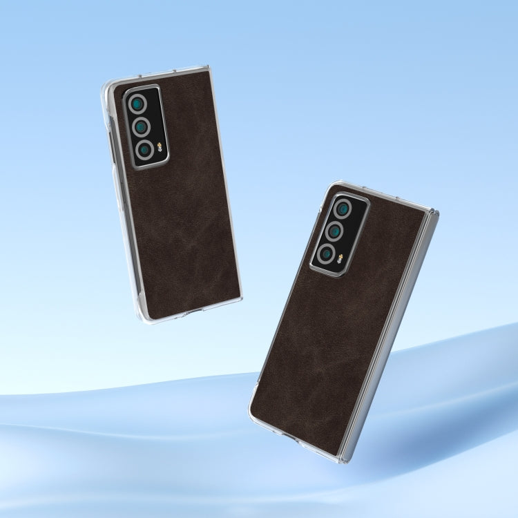 For Honor Magic Vs2 PU Leather Transparent Edge Phone Case(Coffee)