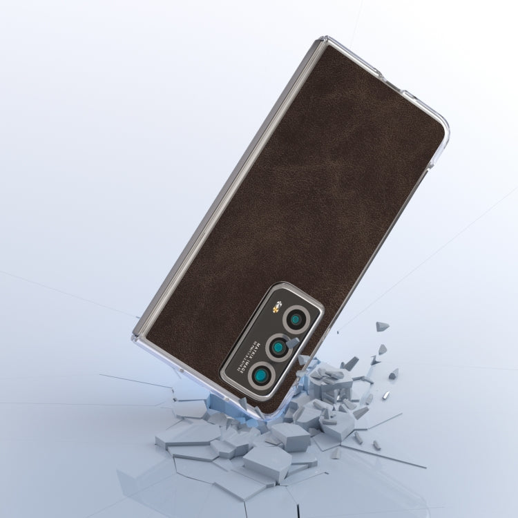 For Honor Magic Vs2 PU Leather Transparent Edge Phone Case(Coffee)