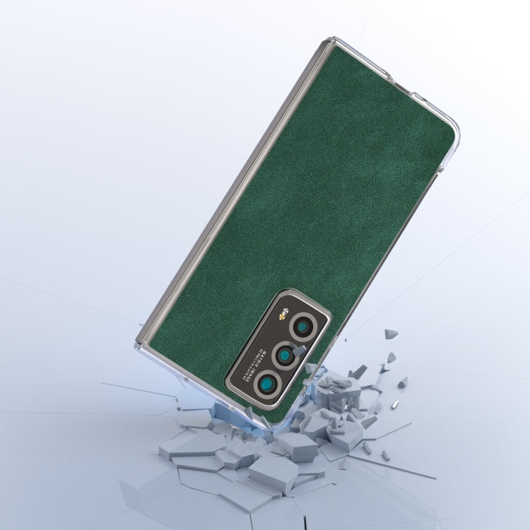 For Honor Magic Vs2 PU Leather Transparent Edge Phone Case(Green)