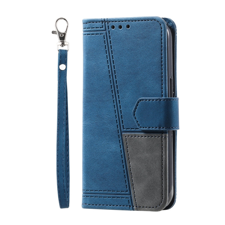 For Honor 200 Lite TTUDRCH Embossed Line Splicing Leather Phone Case(Blue)