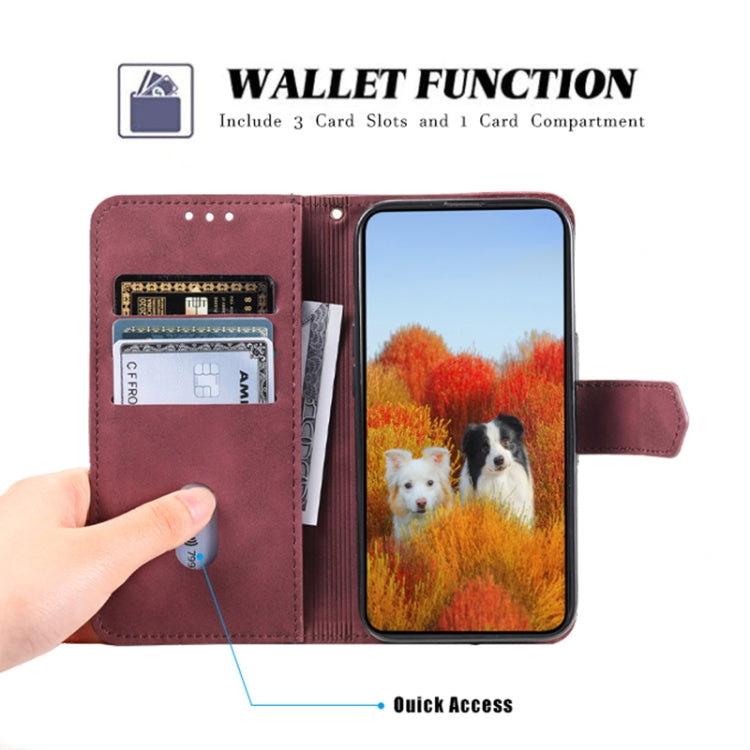 For Honor 200 Lite TTUDRCH Embossed Line Splicing Leather Phone Case(Wine Red)