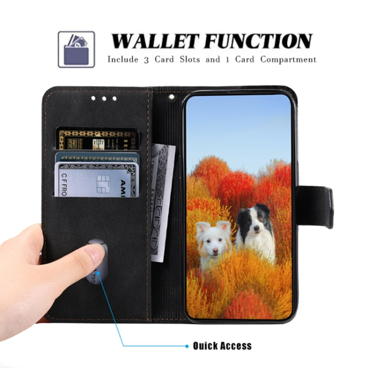 For Honor 200 Lite TTUDRCH Embossed Line Splicing Leather Phone Case(Black)