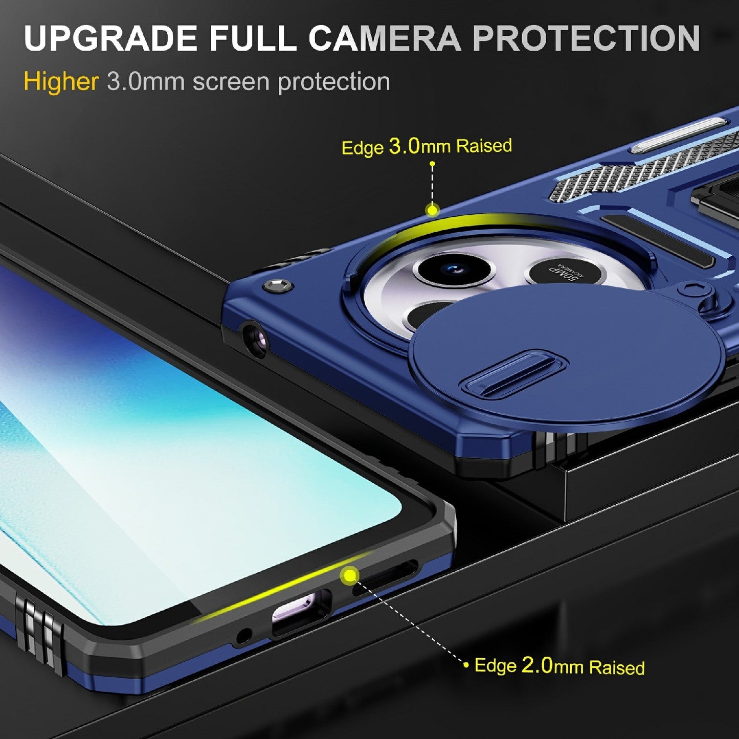 For Redmi 14C Armor PC + TPU Camera Shield Phone Case(Navy Blue)