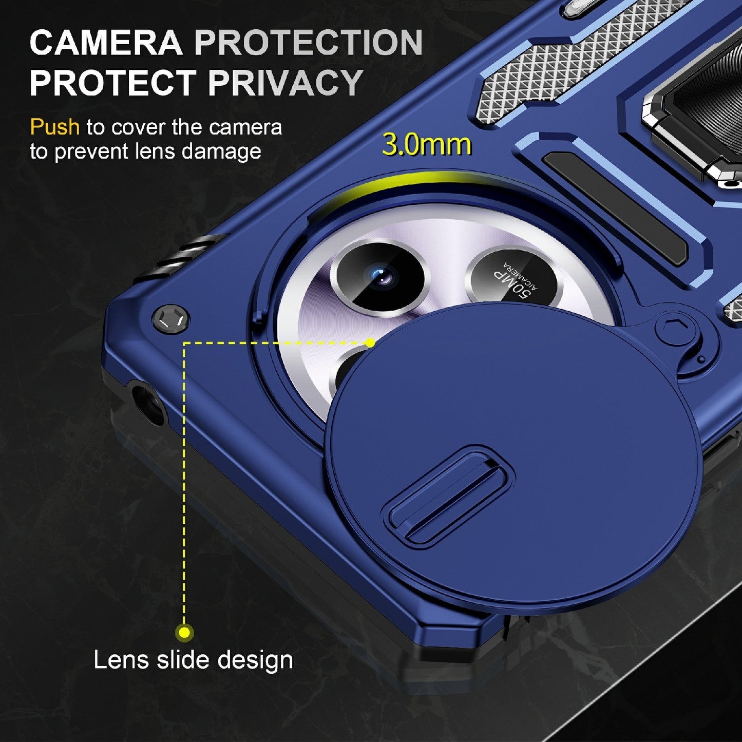 For Redmi 14C Armor PC + TPU Camera Shield Phone Case(Navy Blue)