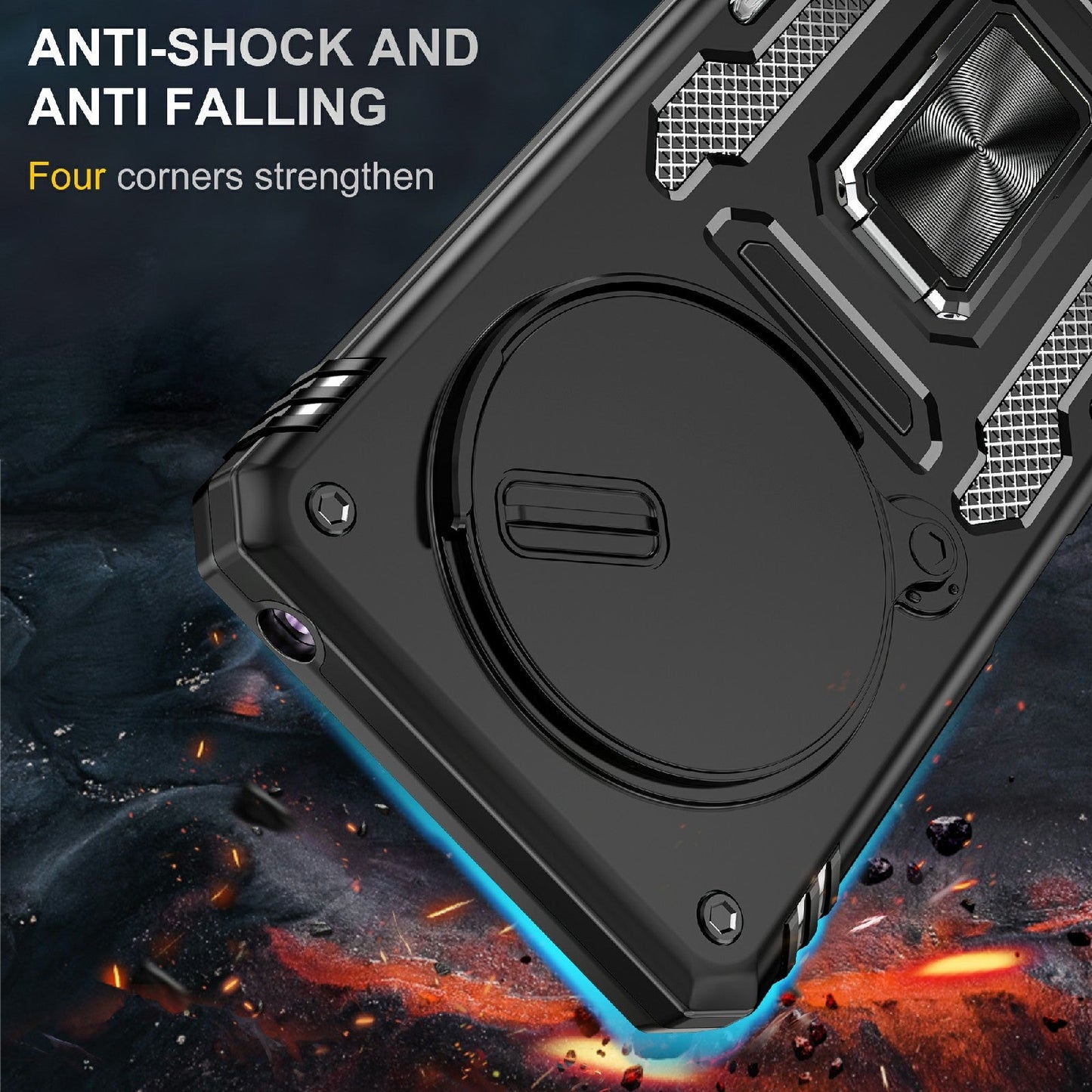 For Redmi 14C Armor PC + TPU Camera Shield Phone Case(Black)