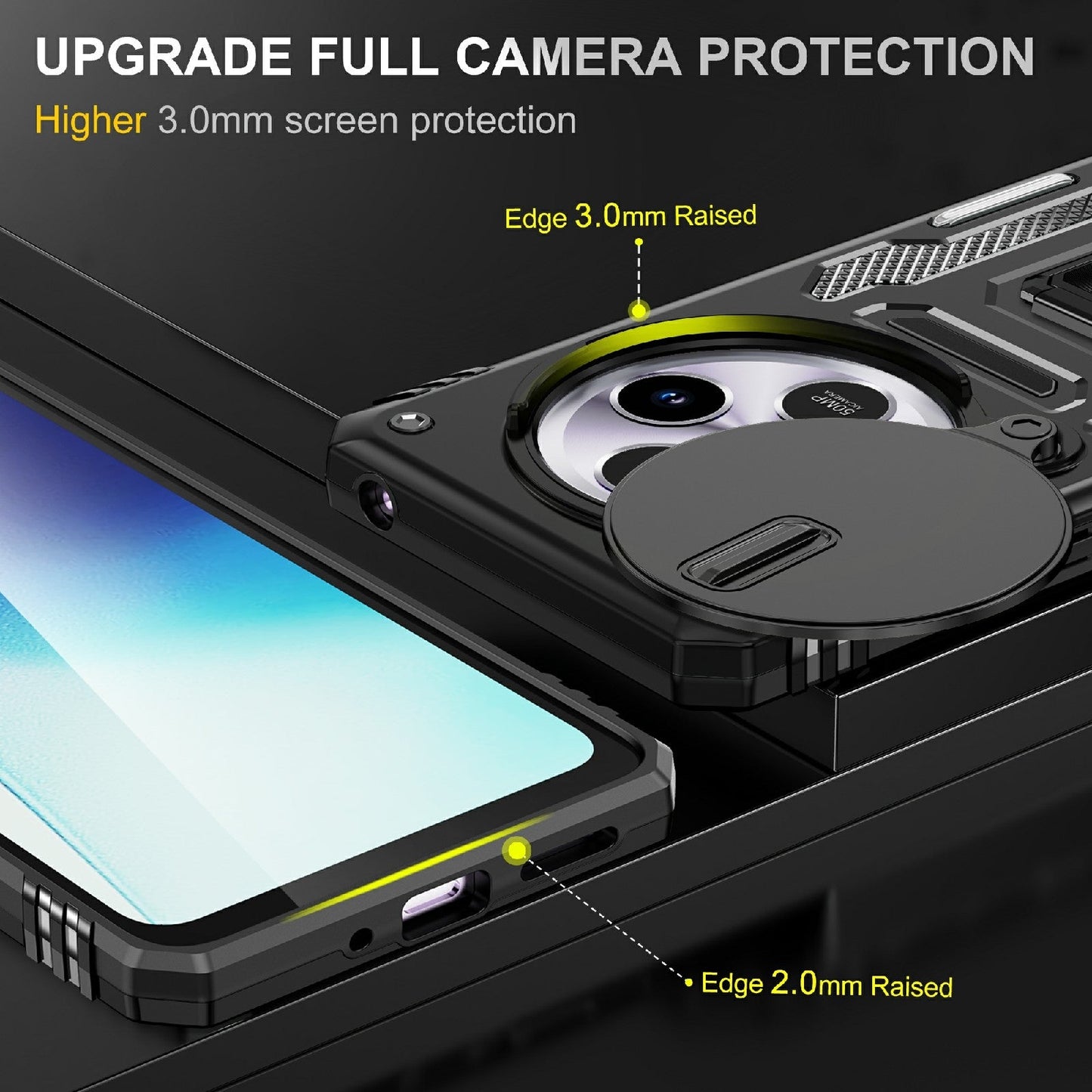 For Redmi 14C Armor PC + TPU Camera Shield Phone Case(Black)