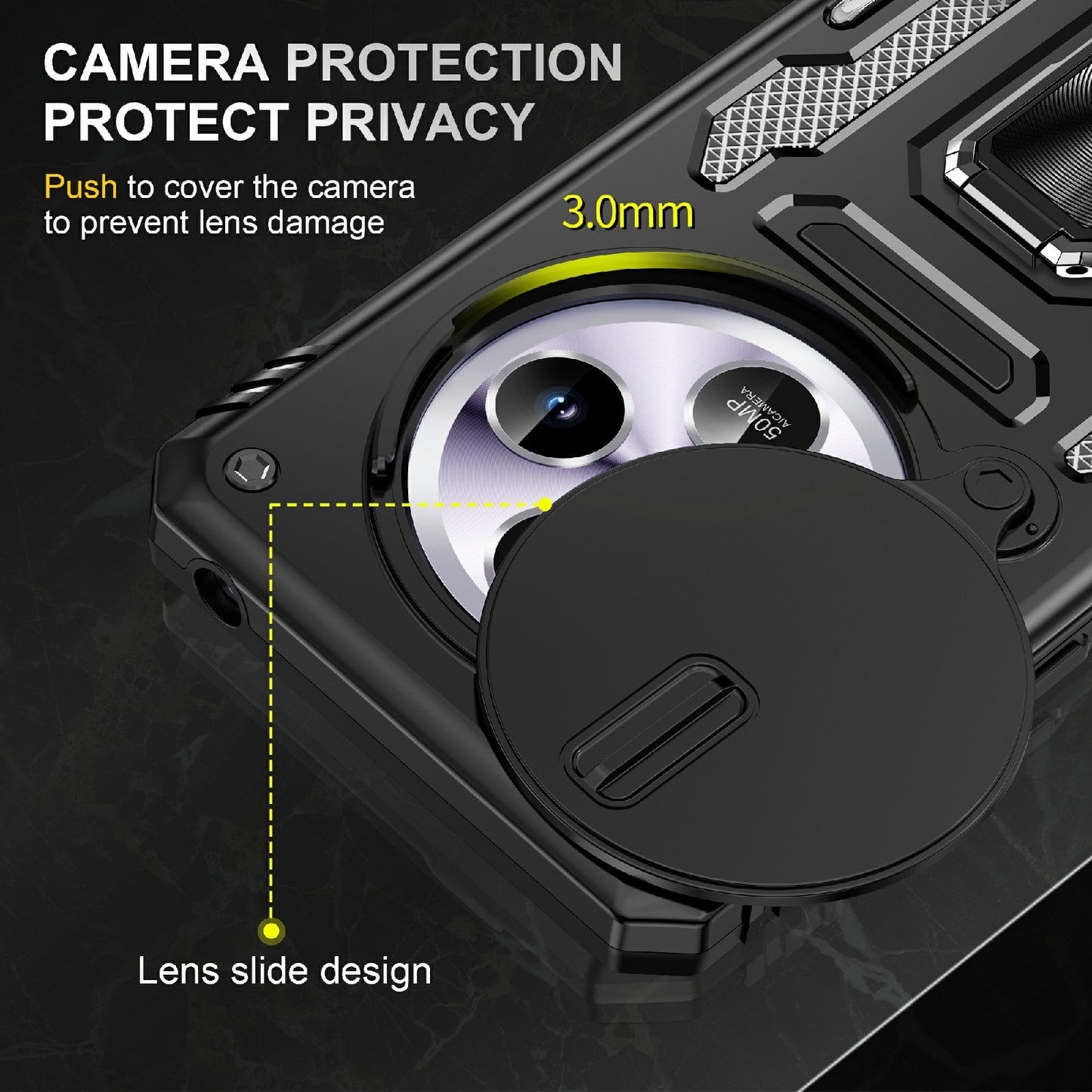 For Redmi 14C Armor PC + TPU Camera Shield Phone Case(Black)