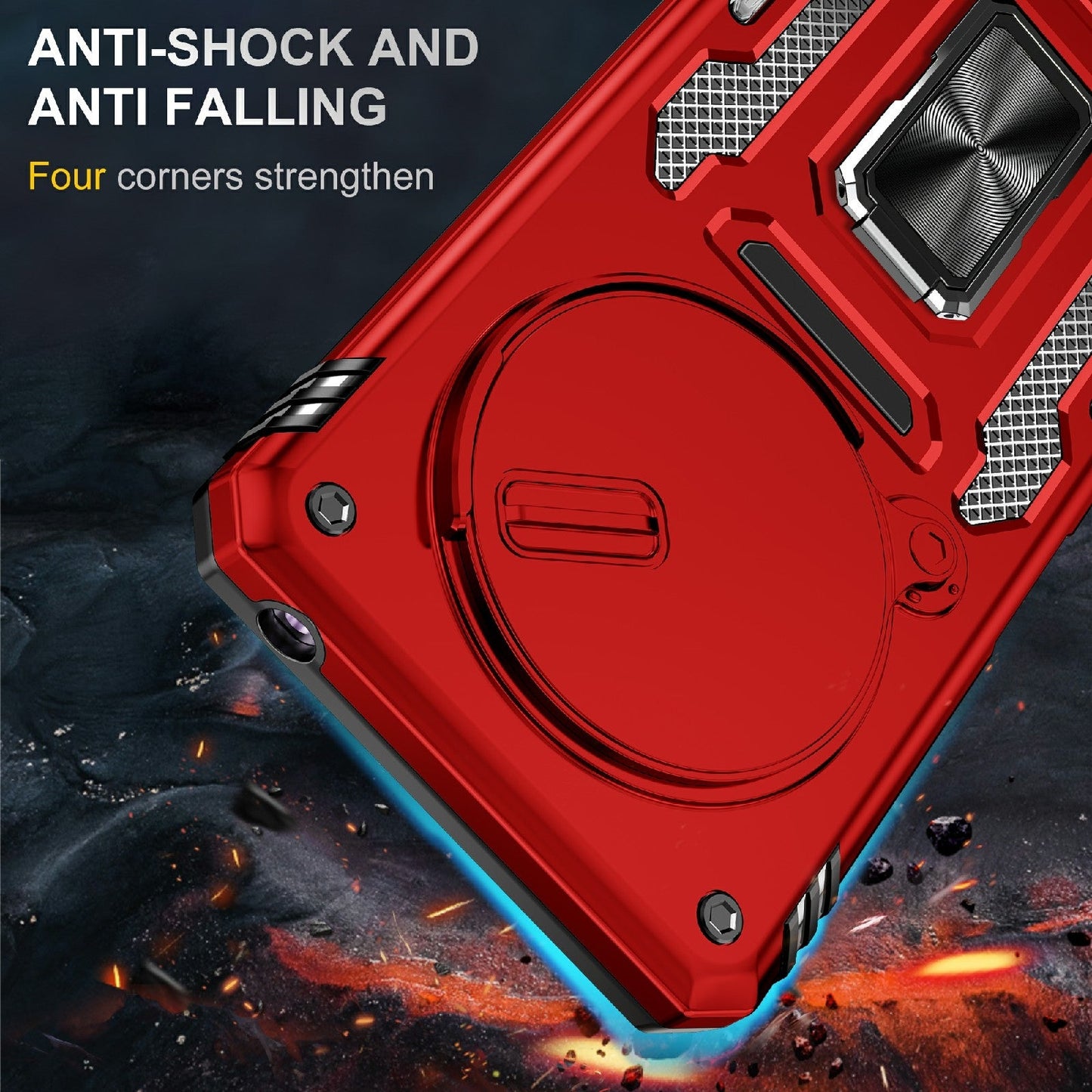 For Redmi 14C Armor PC + TPU Camera Shield Phone Case(Red)