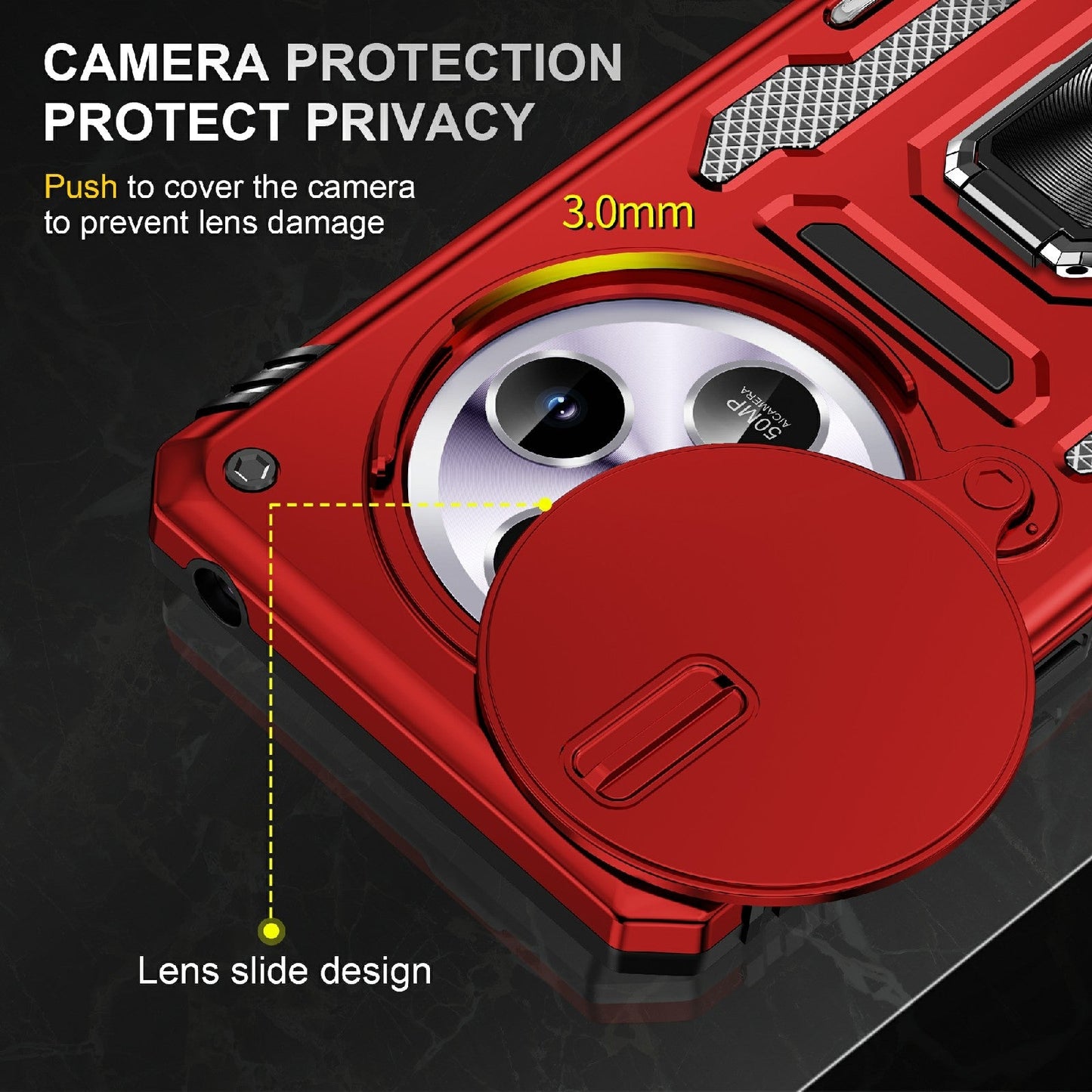 For Redmi 14C Armor PC + TPU Camera Shield Phone Case(Red)