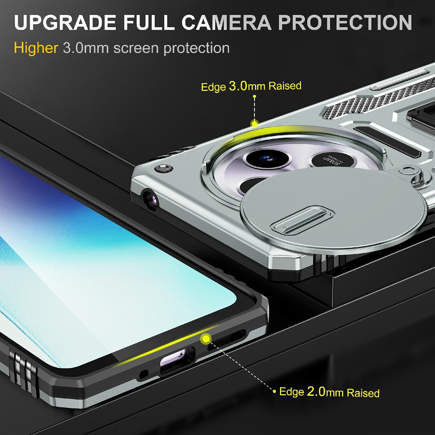 For Redmi 14C Armor PC + TPU Camera Shield Phone Case(Grey)