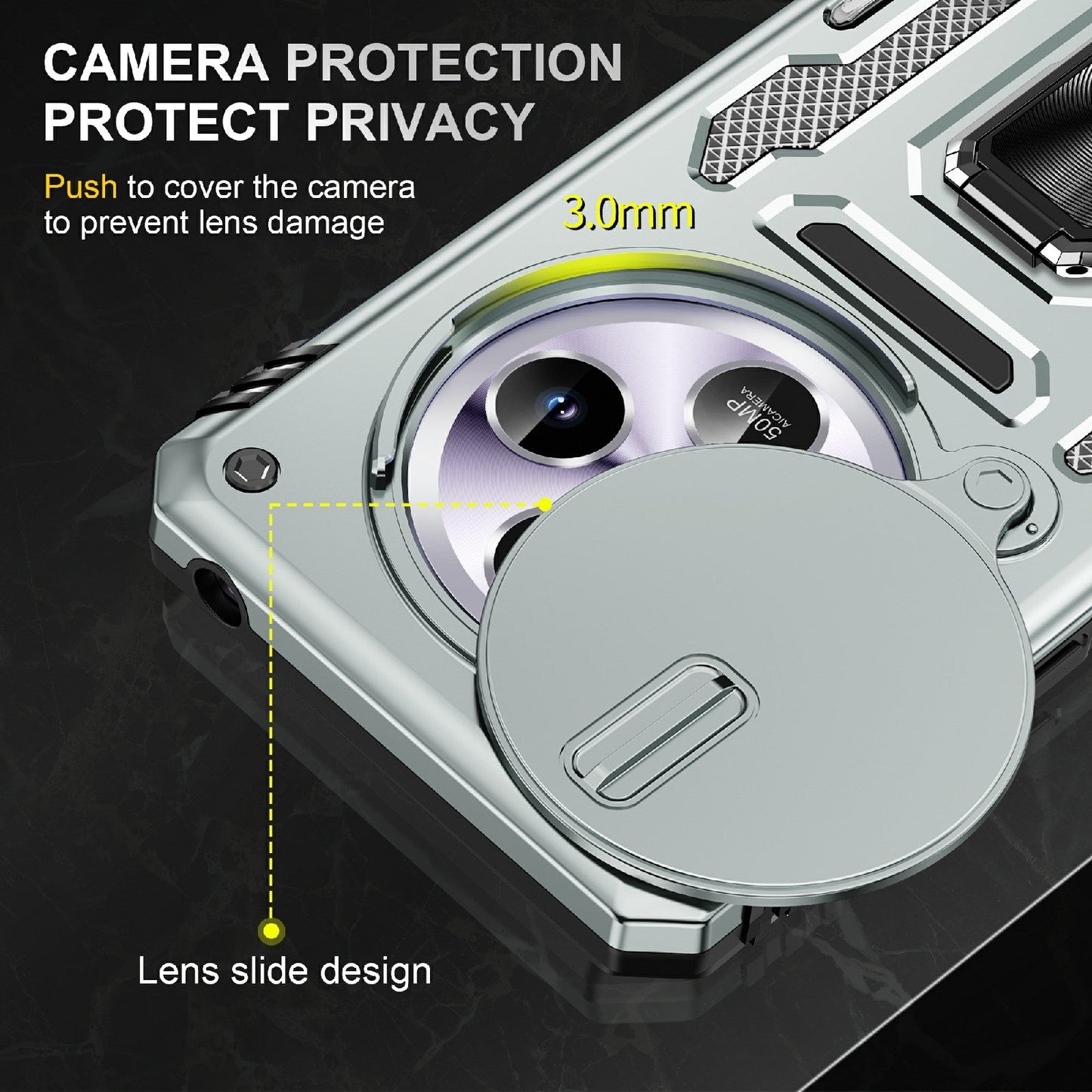 For Redmi 14C Armor PC + TPU Camera Shield Phone Case(Grey)