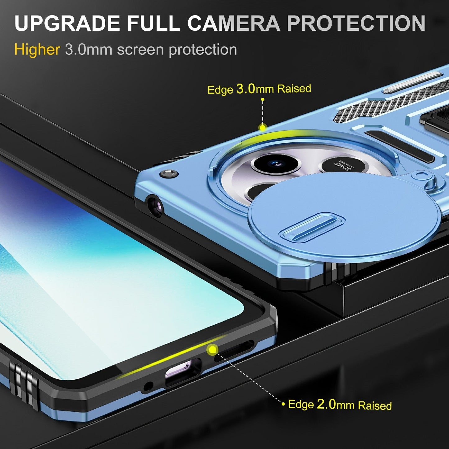 For Redmi 14C Armor PC + TPU Camera Shield Phone Case(Light Blue)