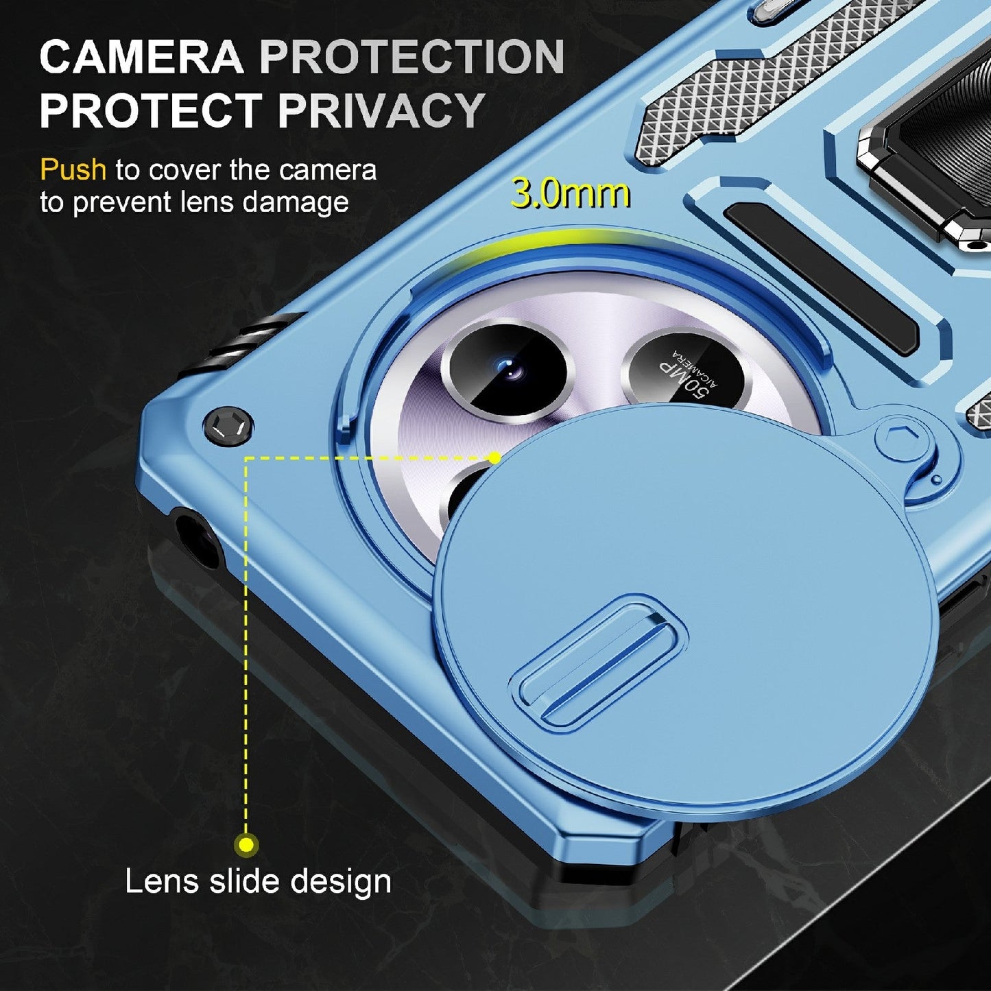 For Redmi 14C Armor PC + TPU Camera Shield Phone Case(Light Blue)