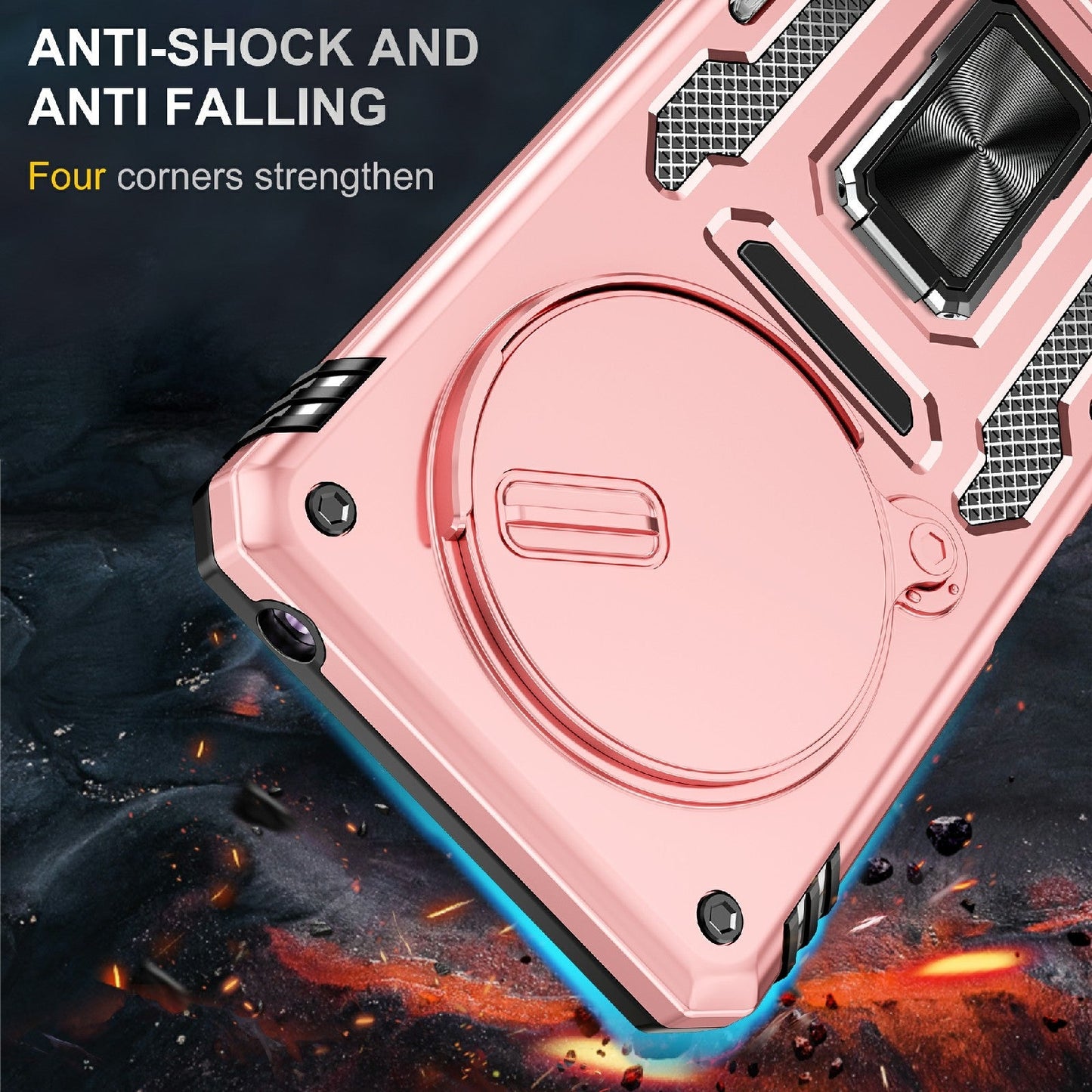 For Redmi 14C Armor PC + TPU Camera Shield Phone Case(Rose Gold)