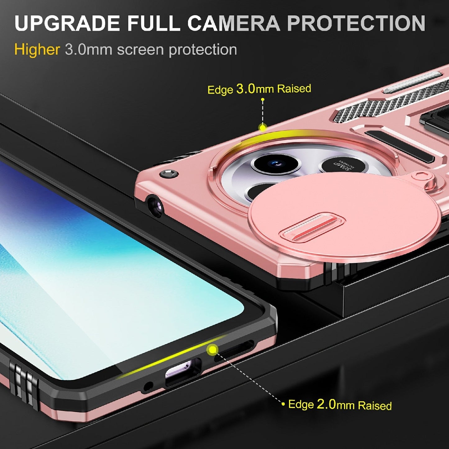 For Redmi 14C Armor PC + TPU Camera Shield Phone Case(Rose Gold)
