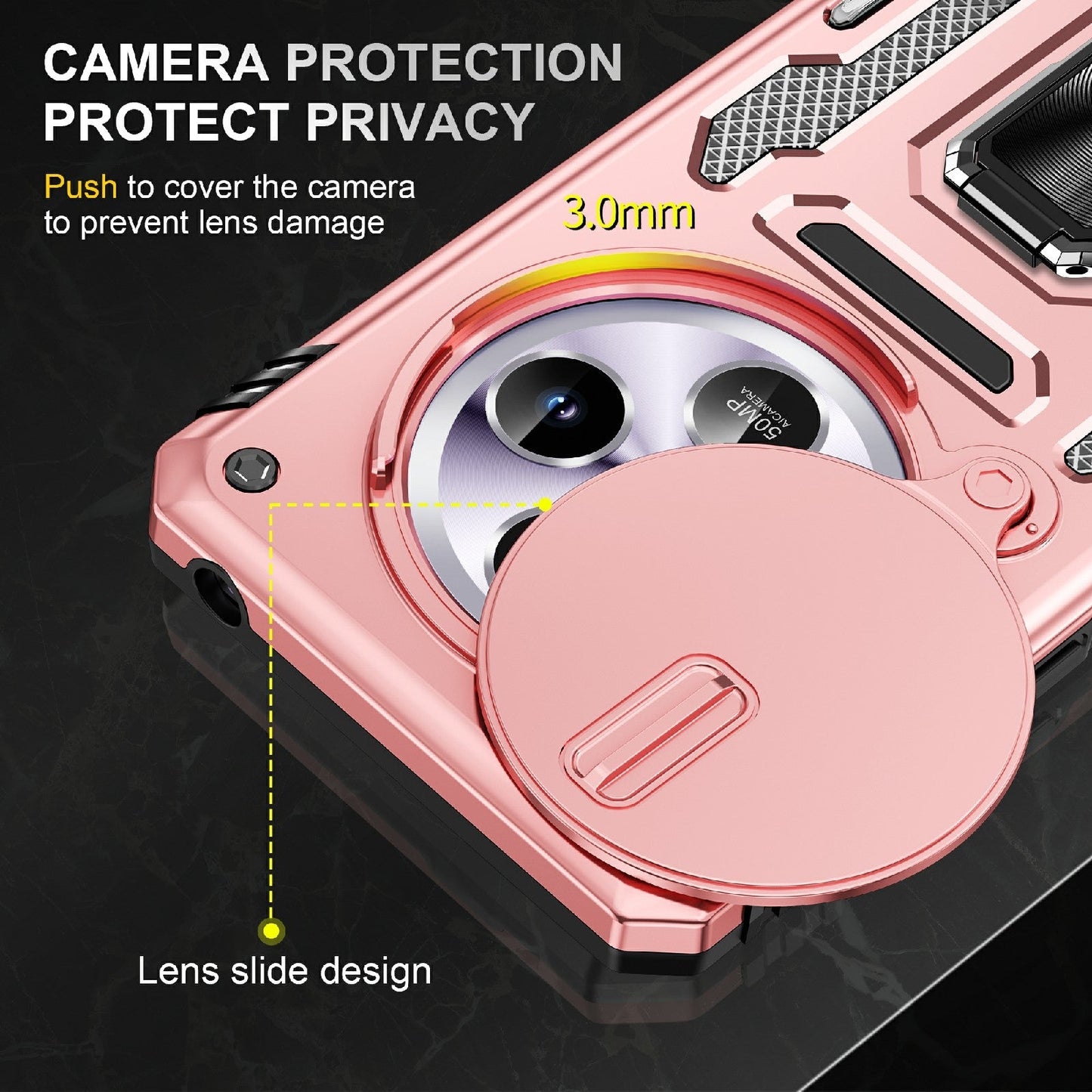 For Redmi 14C Armor PC + TPU Camera Shield Phone Case(Rose Gold)
