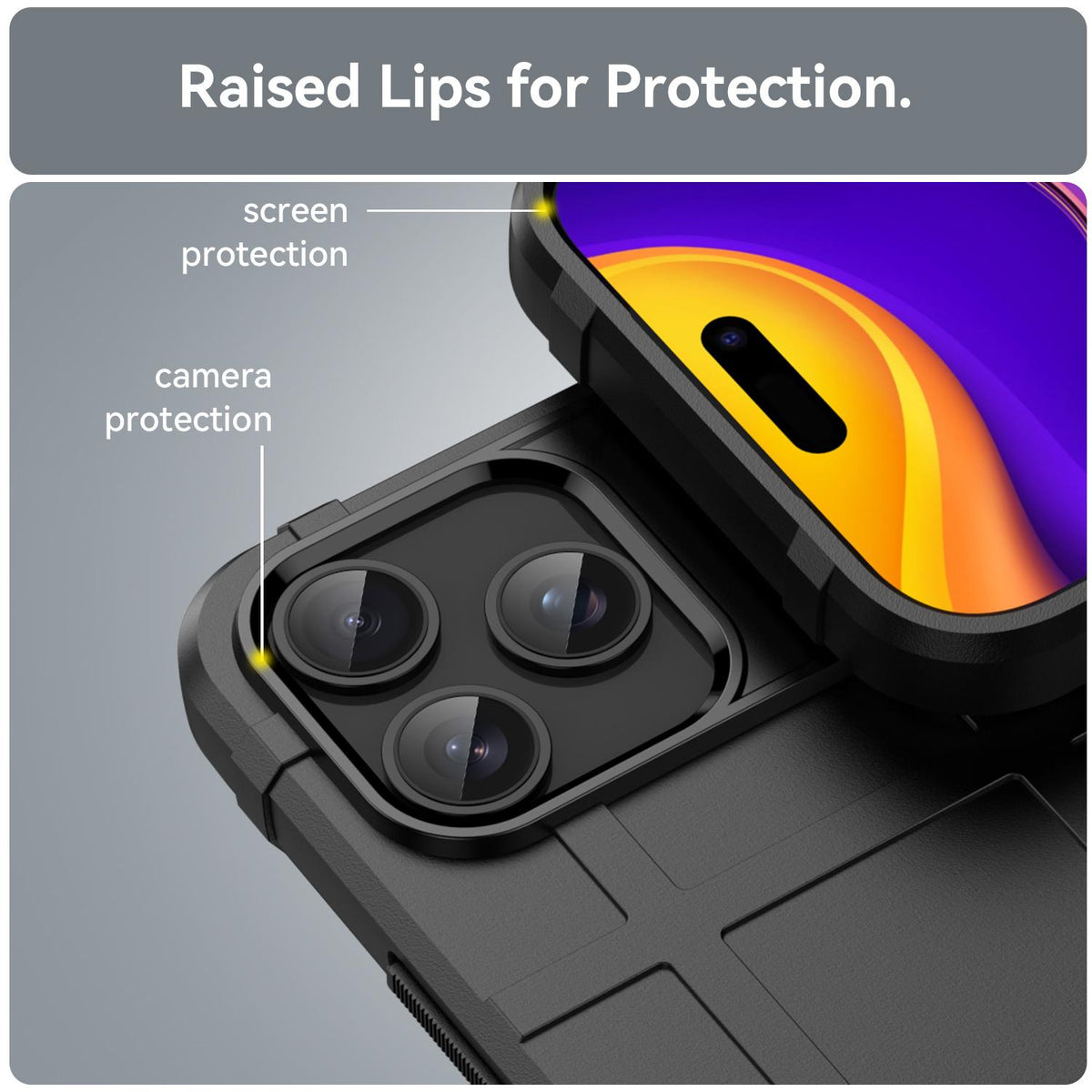 Compatible with iPhone 18 Pro Max Full Coverage Shockproof TPU Phone Case - Black