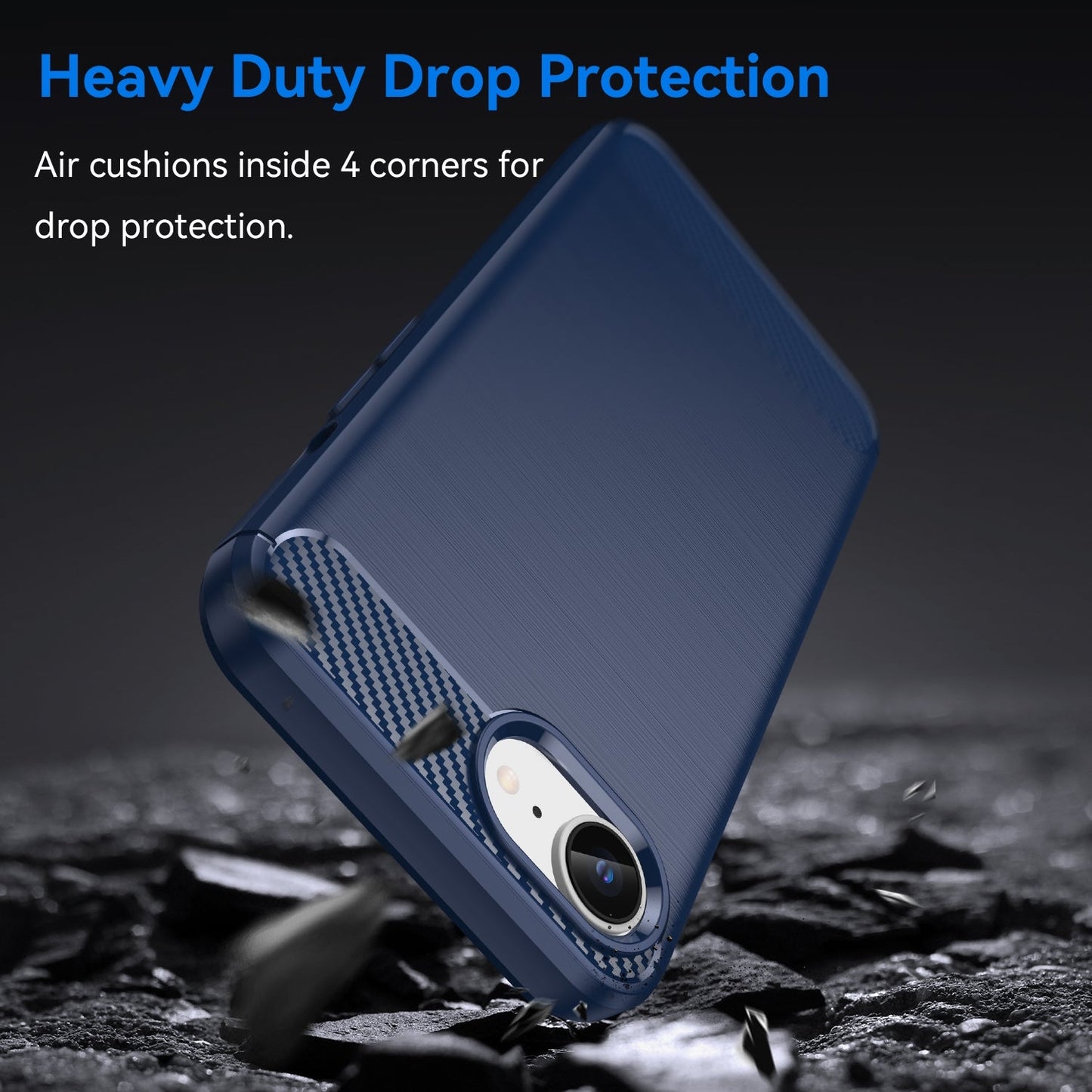 For iPhone 16e Brushed Texture Carbon Fiber TPU Phone Case(Blue)