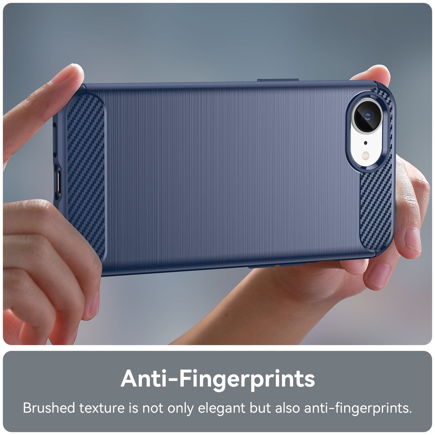For iPhone 16e Brushed Texture Carbon Fiber TPU Phone Case(Blue)