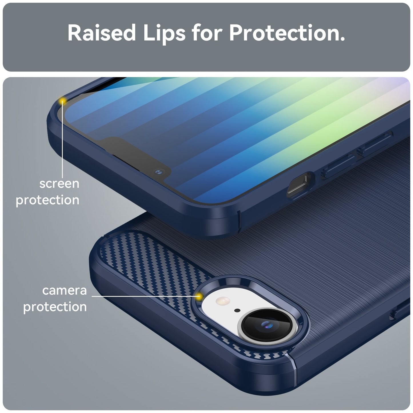 For iPhone 16e Brushed Texture Carbon Fiber TPU Phone Case(Blue)