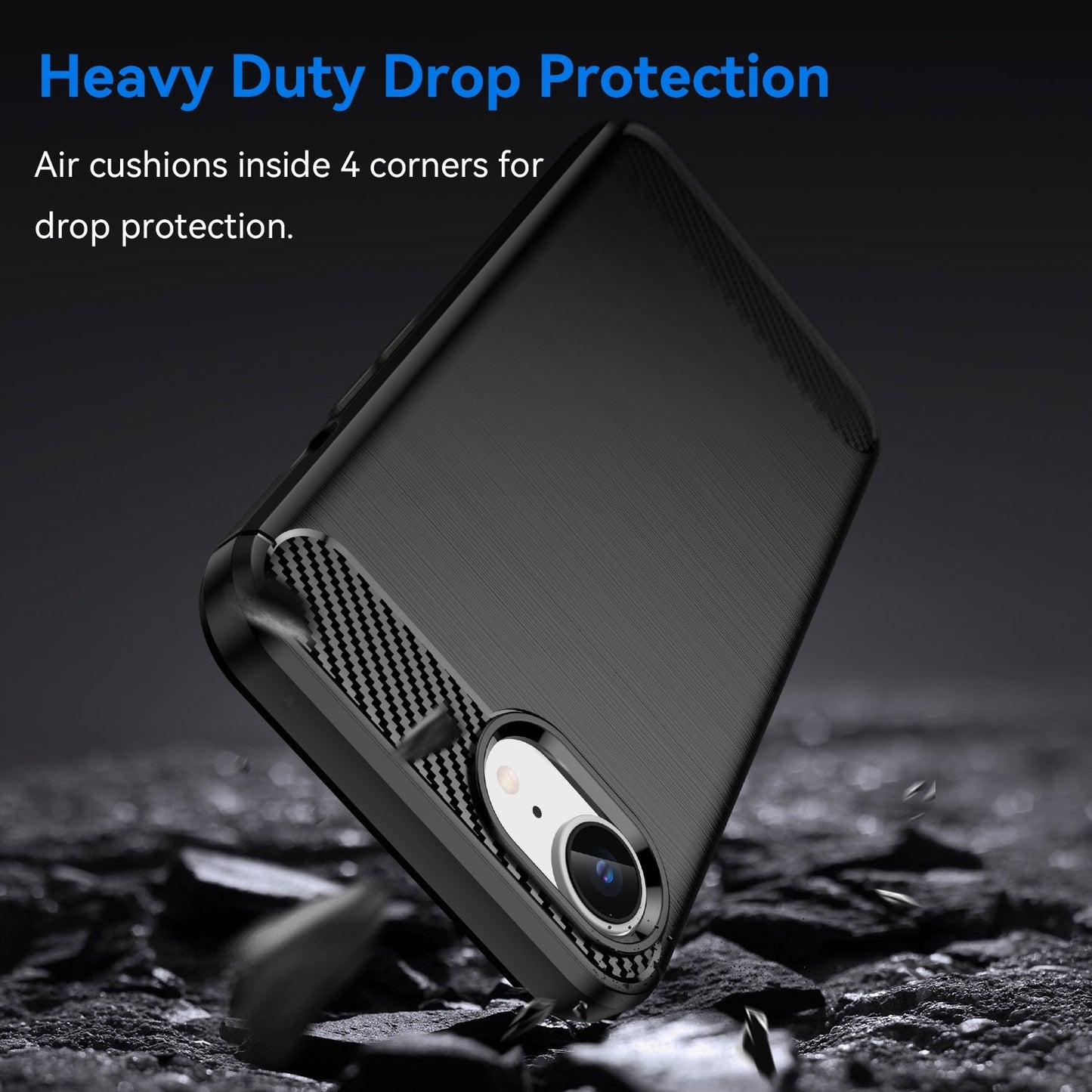 For iPhone 16e Brushed Texture Carbon Fiber TPU Phone Case(Black)