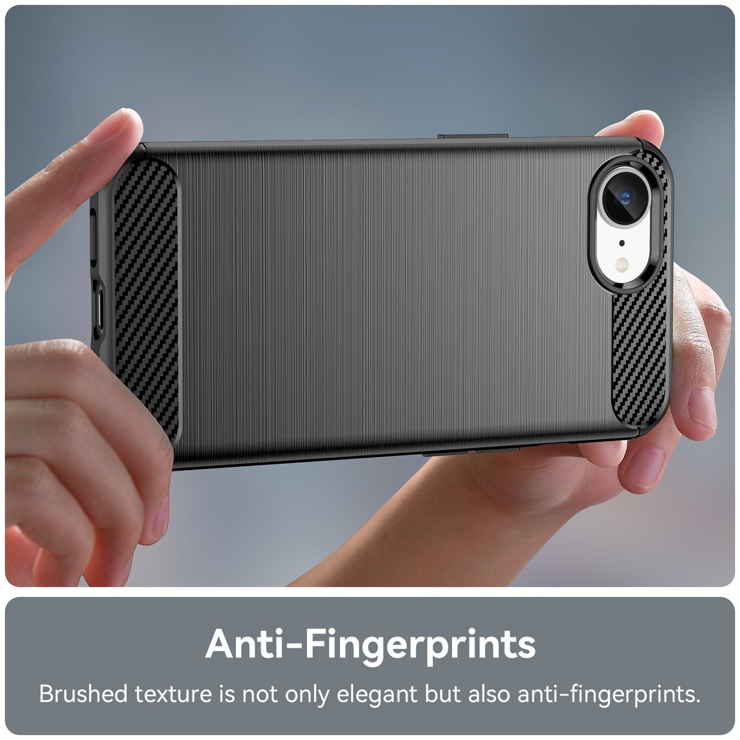 For iPhone 16e Brushed Texture Carbon Fiber TPU Phone Case(Black)