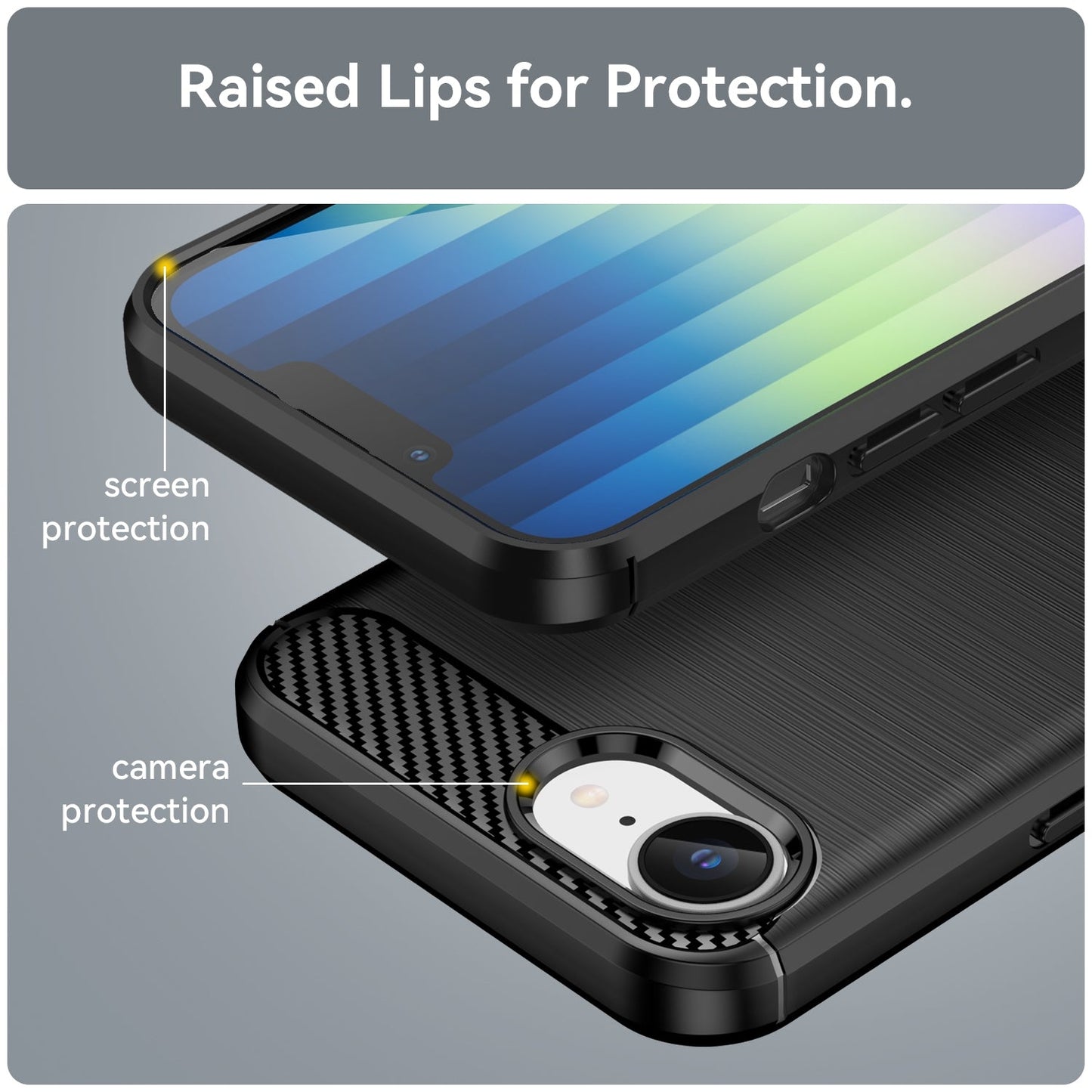 For iPhone 16e Brushed Texture Carbon Fiber TPU Phone Case(Black)