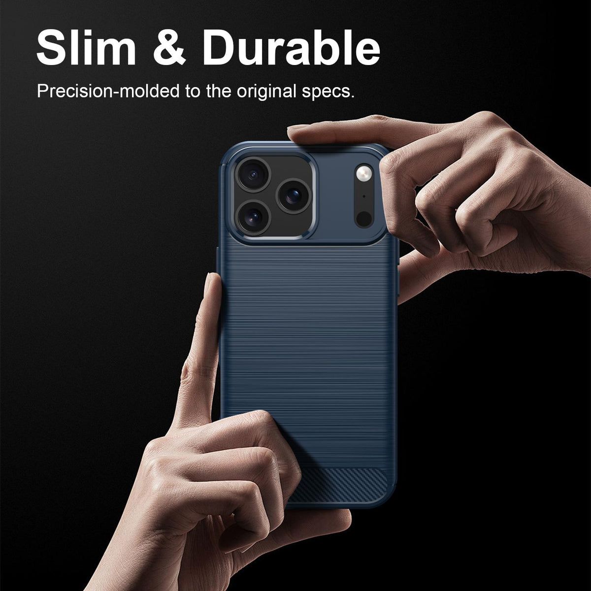 Compatible with iPhone 18 Pro Max Brushed Texture Carbon Fiber TPU Phone Case - Blue