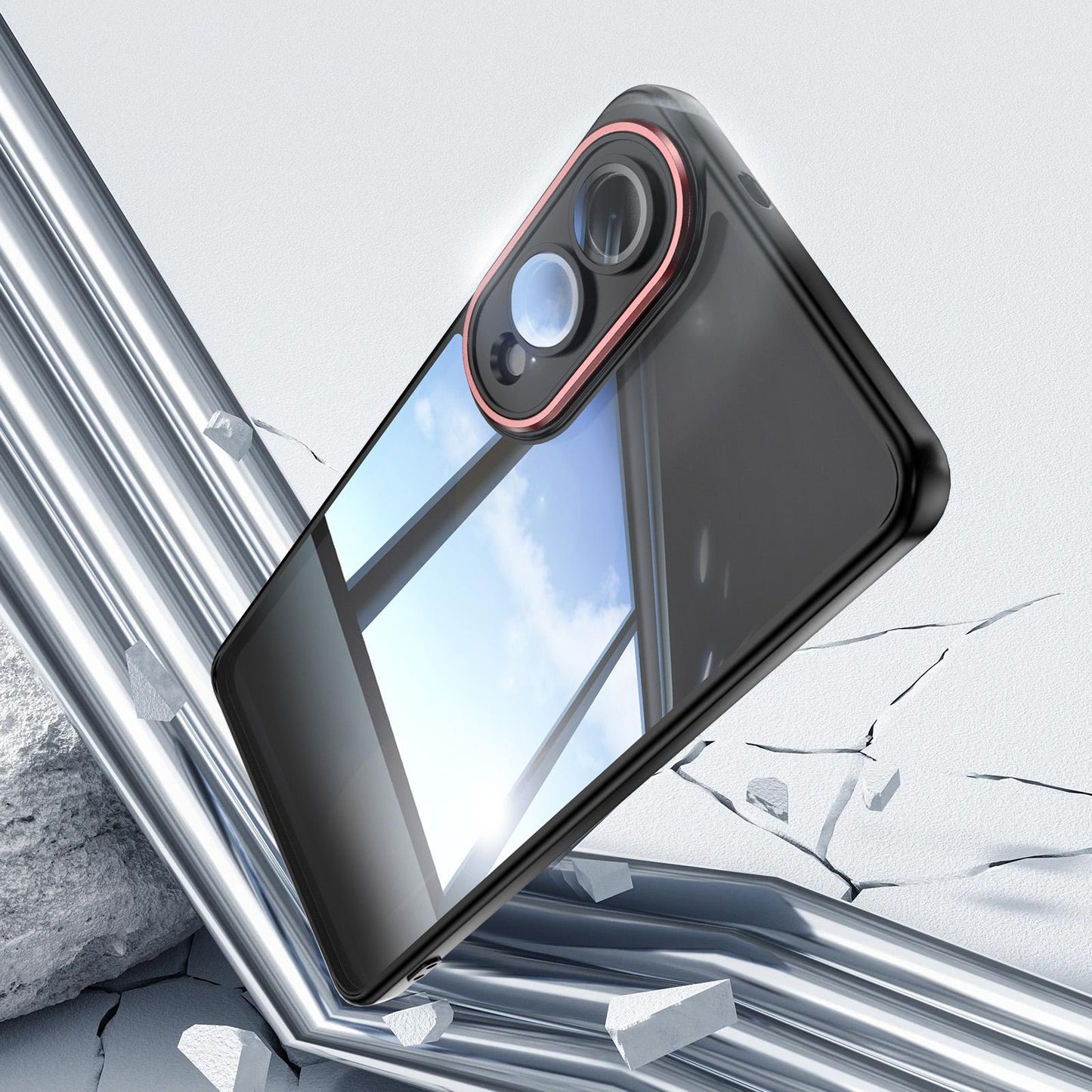 For Samsung Galaxy S25 Edge 5G Acrylic Hybrid TPU Armor Shockproof Phone Case(Black Red)