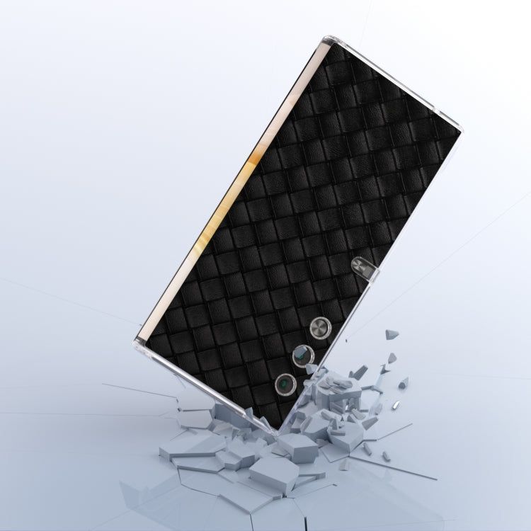 For Honor V Purse Woven Texture Transparent Frame PU Phone Case(Black)