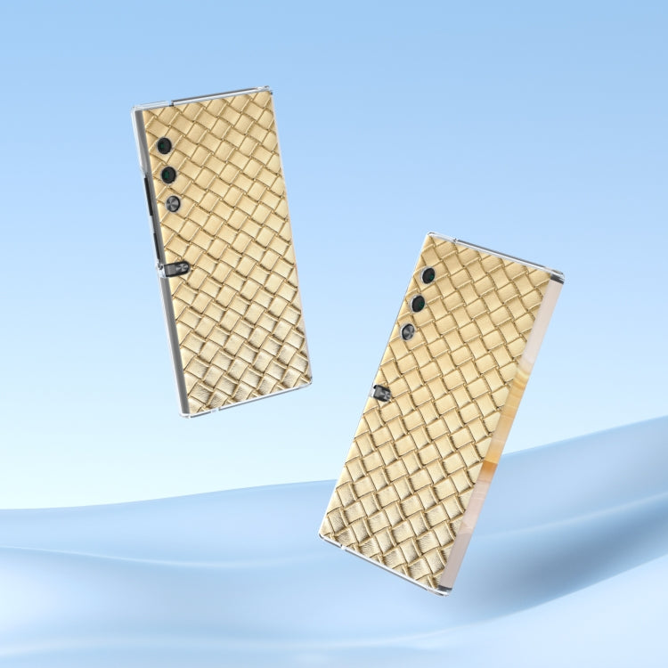 For Honor V Purse Woven Texture Transparent Frame PU Phone Case(Gold)