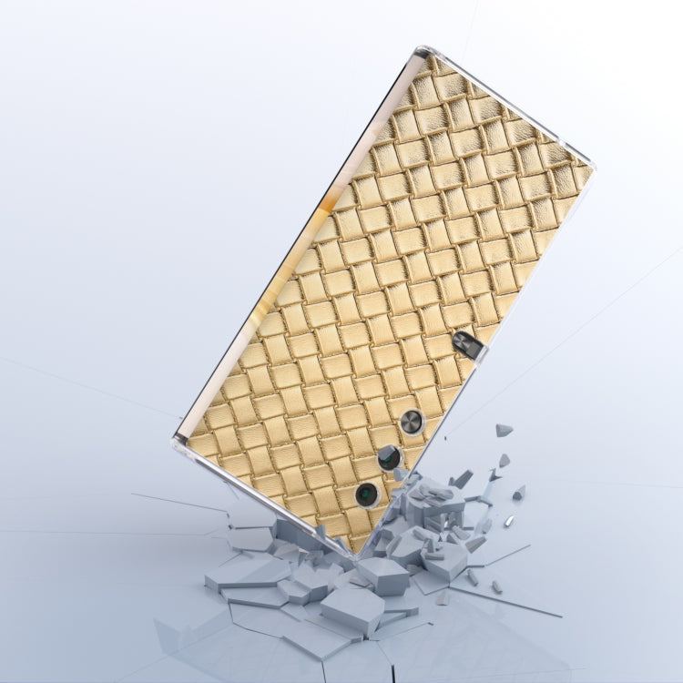 For Honor V Purse Woven Texture Transparent Frame PU Phone Case(Gold)