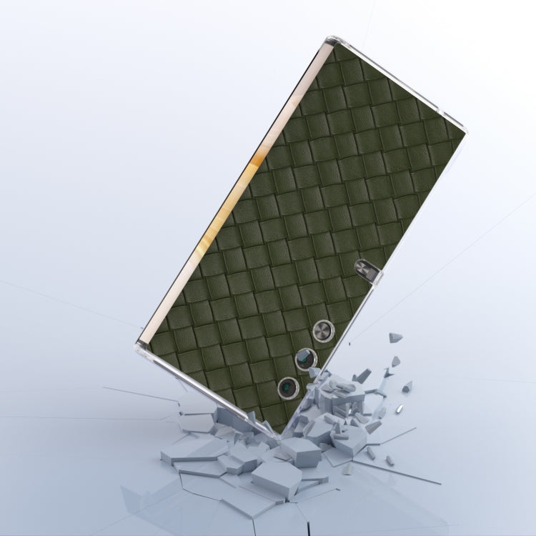 For Honor V Purse Woven Texture Transparent Frame PU Phone Case(Green)