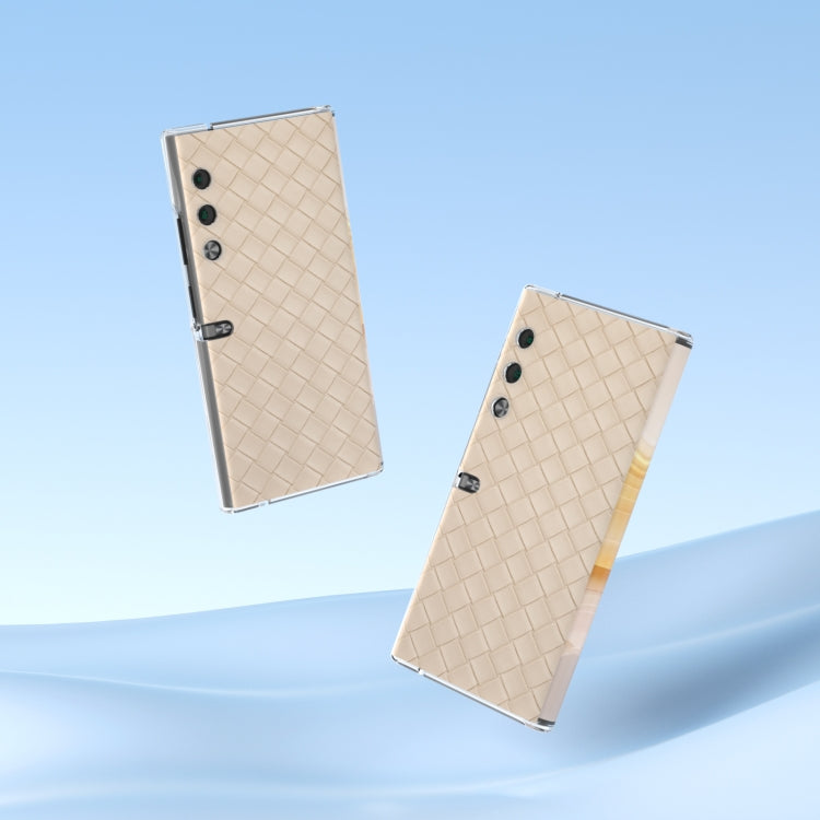 For Honor V Purse Woven Texture Transparent Frame PU Phone Case(Beige)