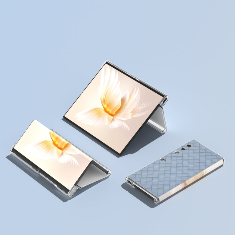 For Honor V Purse Woven Texture Transparent Frame PU Phone Case(Light Blue)