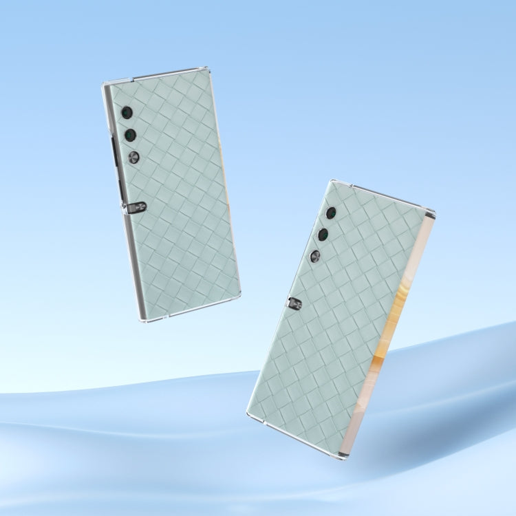 For Honor V Purse Woven Texture Transparent Frame PU Phone Case(Light Green)